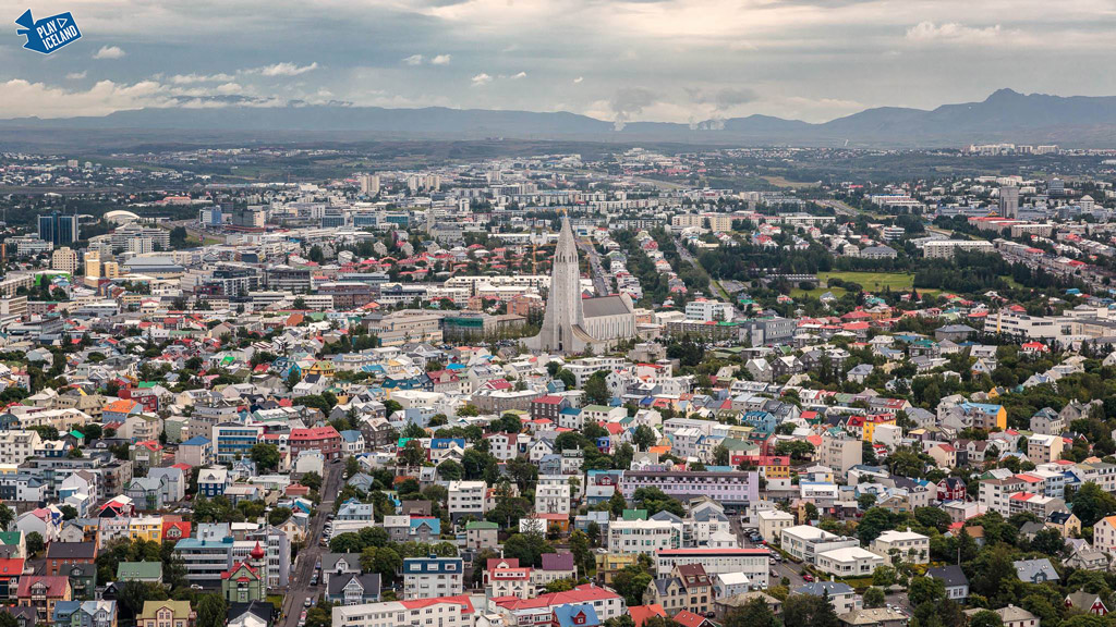 Reykjavik capital of Iceland aerial shot