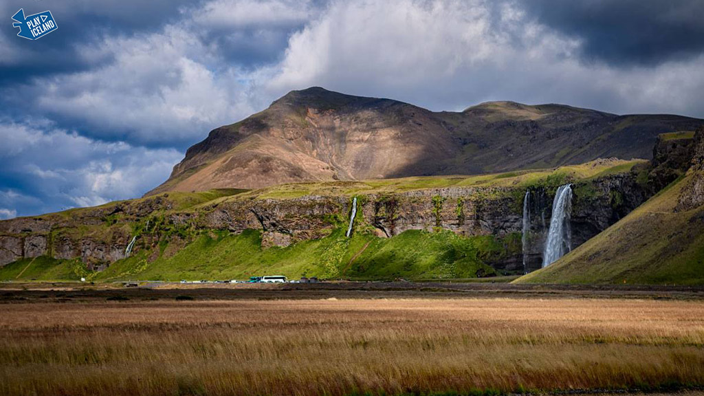 Seljalandsfoss waterfall Eyjafjallajokull in south Iceland