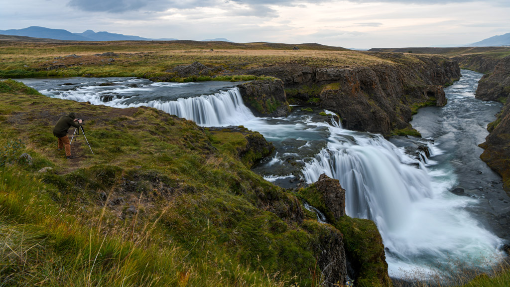 Photographer captures Reykjaoss waterfall in Skagafjordur east Iceland
