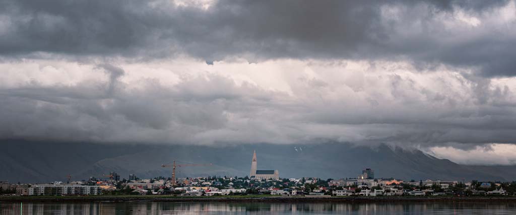 Reykjavik city cloudy sky